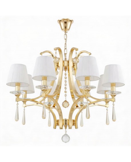 ŻYRANDOL KLASYCZNY KRYSZTAŁOWY ZŁOTY VENISIA W8 LUMINA DECO