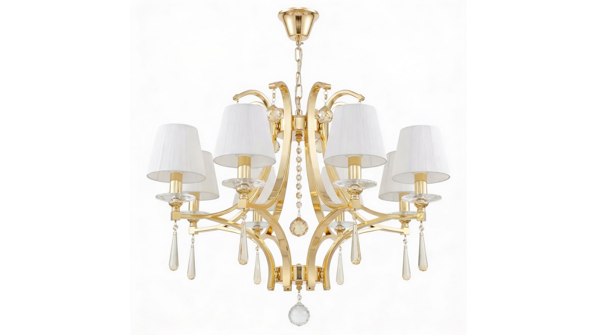 ŻYRANDOL KLASYCZNY KRYSZTAŁOWY ZŁOTY VENISIA W8 LUMINA DECO