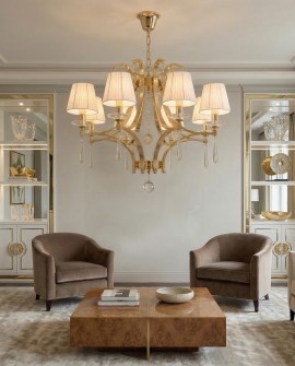 ŻYRANDOL KLASYCZNY KRYSZTAŁOWY ZŁOTY VENISIA W8 LUMINA DECO