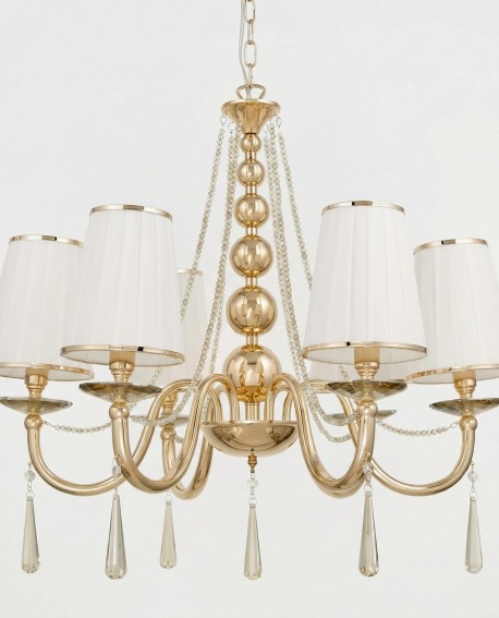 KLASYCZNY ŻYRANDOL KRYSZTAŁOWY ZŁOTY FABIONE W6