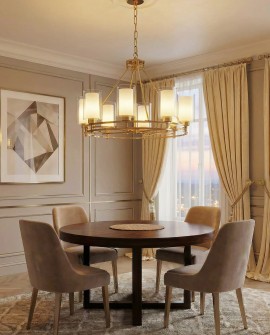 LAMPA WISZĄCA ŻYRANDOL NOWOCZESNY ZŁOTY MARIETTA W8 LUMINA DECO