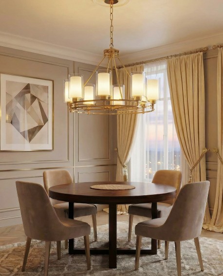 LAMPA WISZĄCA ŻYRANDOL NOWOCZESNY ZŁOTY MARIETTA W8 LUMINA DECO