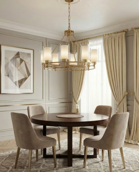 LAMPA WISZĄCA ŻYRANDOL NOWOCZESNY ZŁOTY MARIETTA W8 LUMINA DECO