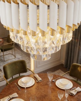 LAMPA WISZĄCA ŻYRANDOL KRYSZTAŁOWY BIAŁO-ZŁOTY MAZINI D40 LUMINA DECO