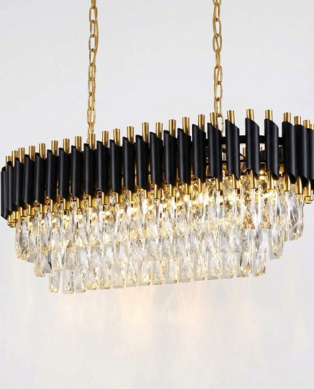 lampa wisząca żyrandol kryształowy czarno-złoty Mazini Pro, aranżacja wnętrza, Lumina Deco