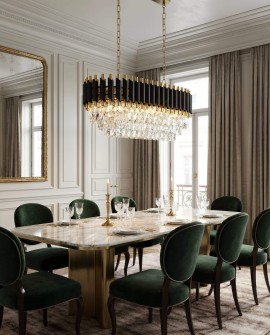 lampa wisząca żyrandol kryształowy czarno-złoty Mazini Pro, aranżacja wnętrza, Lumina Deco