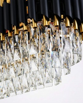 lampa wisząca żyrandol kryształowy czarno-złoty Mazini Pro, aranżacja wnętrza, Lumina Deco