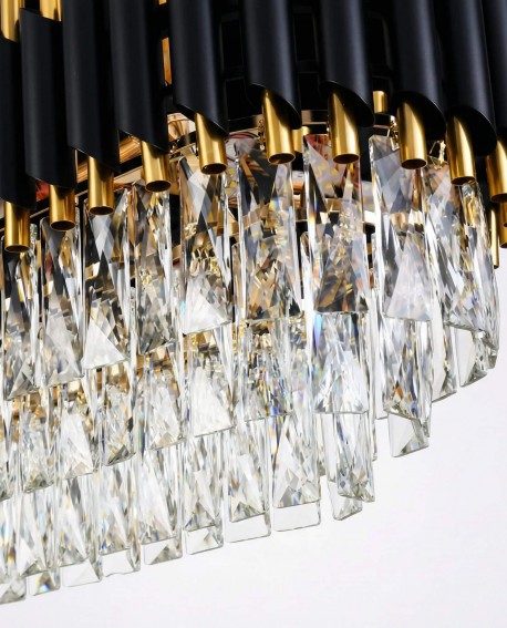 lampa wisząca żyrandol kryształowy czarno-złoty Mazini Pro, aranżacja wnętrza, Lumina Deco