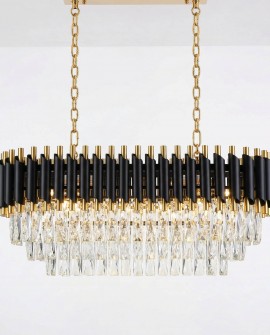 lampa wisząca żyrandol kryształowy czarno-złoty Mazini Pro, aranżacja wnętrza, Lumina Deco