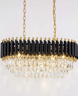 lampa wisząca żyrandol kryształowy czarno-złoty Mazini Pro, aranżacja wnętrza, Lumina Deco