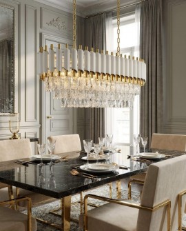 LAMPA WISZĄCA ŻYRANDOL KRYSZTAŁOWY BIAŁO-ZŁOTY MAZINI PRO LUMINA DECO