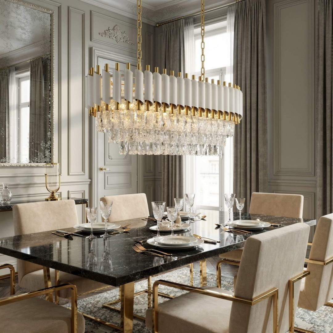 LAMPA WISZĄCA ŻYRANDOL KRYSZTAŁOWY BIAŁO-ZŁOTY MAZINI PRO LUMINA DECO