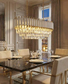 LAMPA WISZĄCA ŻYRANDOL KRYSZTAŁOWY BIAŁO-ZŁOTY MAZINI PRO LUMINA DECO