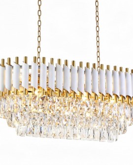 LAMPA WISZĄCA ŻYRANDOL KRYSZTAŁOWY BIAŁO-ZŁOTY MAZINI PRO LUMINA DECO