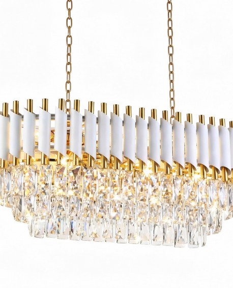 LAMPA WISZĄCA ŻYRANDOL KRYSZTAŁOWY BIAŁO-ZŁOTY MAZINI PRO LUMINA DECO