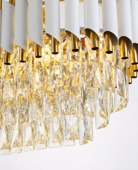 LAMPA WISZĄCA ŻYRANDOL KRYSZTAŁOWY BIAŁO-ZŁOTY MAZINI PRO LUMINA DECO