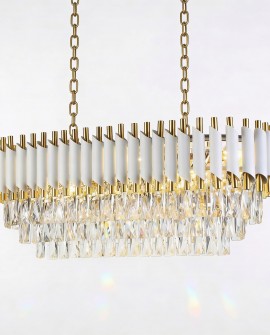 LAMPA WISZĄCA ŻYRANDOL KRYSZTAŁOWY BIAŁO-ZŁOTY MAZINI PRO LUMINA DECO