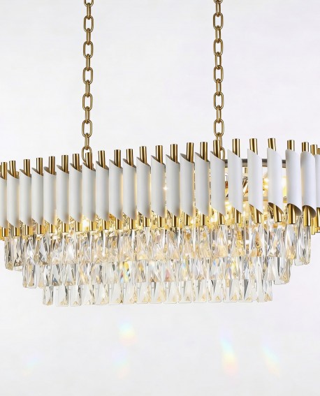 LAMPA WISZĄCA ŻYRANDOL KRYSZTAŁOWY BIAŁO-ZŁOTY MAZINI PRO LUMINA DECO