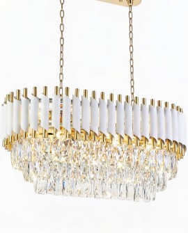 LAMPA WISZĄCA ŻYRANDOL KRYSZTAŁOWY BIAŁO-ZŁOTY MAZINI PRO LUMINA DECO