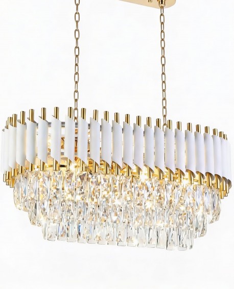 LAMPA WISZĄCA ŻYRANDOL KRYSZTAŁOWY BIAŁO-ZŁOTY MAZINI PRO LUMINA DECO