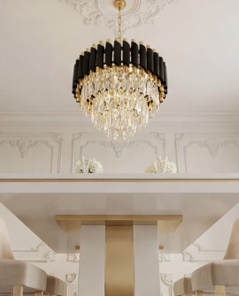 lampa wisząca żyrandol kryształowy czarno-złoty Mazini D40 Lumina Deco – ujęcie frontowe