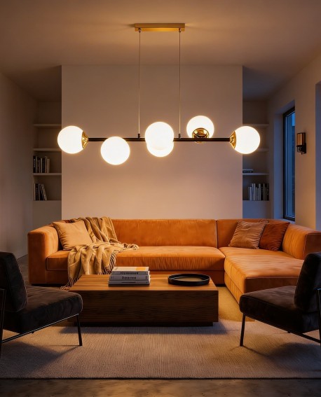 NOWOCZESNA LAMPA WISZĄCA CZARNO-ZŁOTA FINO W6