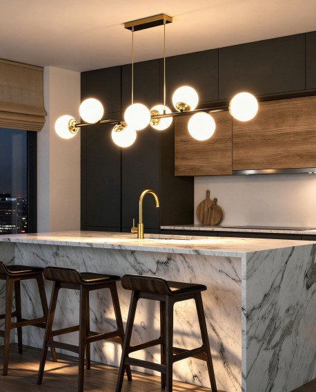 NOWOCZESNA LAMPA WISZĄCA CZARNO-ZŁOTA FINO W8