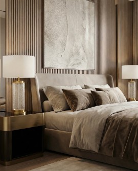 lampa stołowa nocna glamour biało złota szczotkowana positano lumina deco na białym tle