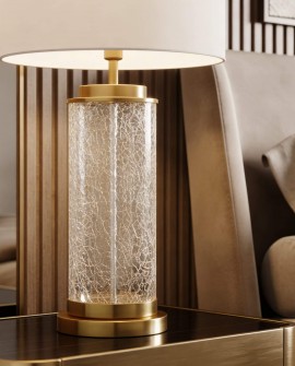 lampa stołowa nocna glamour biało złota szczotkowana positano lumina deco na białym tle