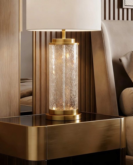 lampa stołowa nocna glamour biało mosiężna positano lumina deco na białym tle