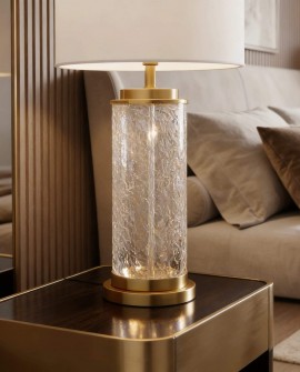 lampa stołowa nocna glamour biało mosiężna positano lumina deco na białym tle