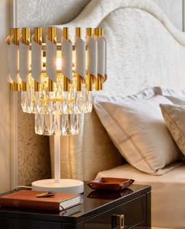 LAMPA NOCNA KRYSZTAŁOWA BIAŁO-ZŁOTA MAZINI
