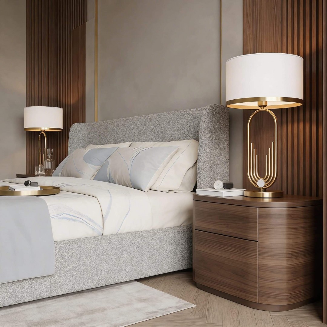 lampa nocna glamour białо-złota szczotkowana zanetti lumina deco – widok główny
