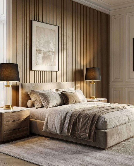 lampa stołowa glamour czarno mosiężna la botte lumina deco na białym tle