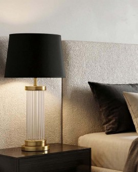 lampa stołowa glamour czarno mosiężna la botte lumina deco na białym tle
