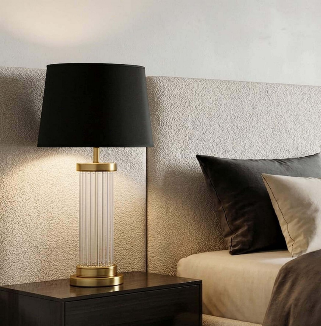 lampa stołowa glamour czarno złota szczotkowana la botte lumina deco na białym tle