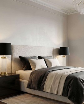 lampa stołowa glamour czarno mosiężna la botte lumina deco na białym tle