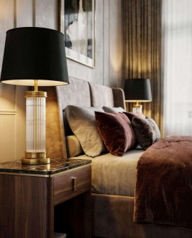 lampa stołowa glamour czarno mosiężna la botte lumina deco na białym tle