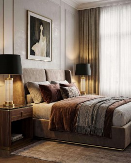 lampa stołowa glamour czarno mosiężna la botte lumina deco na białym tle