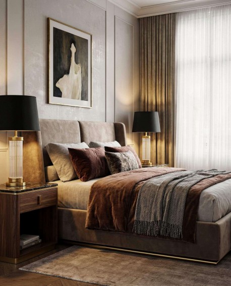 lampa stołowa glamour czarno mosiężna la botte lumina deco na białym tle