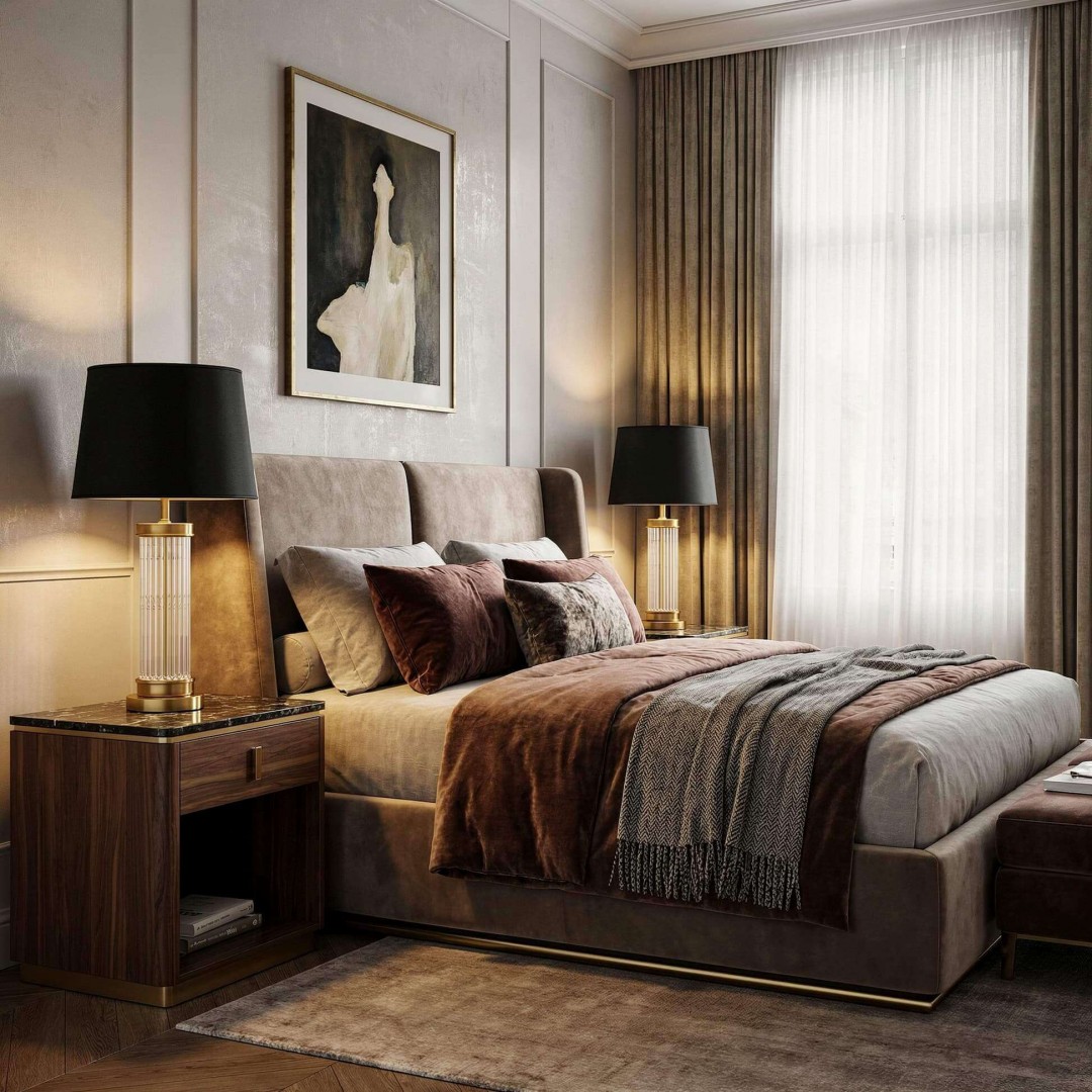 lampa stołowa glamour czarno złota szczotkowana la botte lumina deco na białym tle