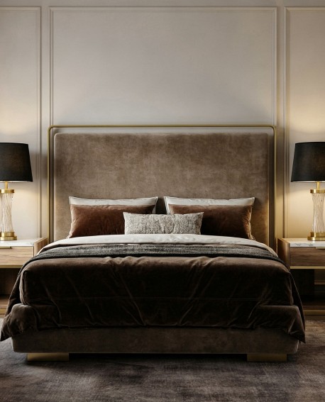 lampa stołowa glamour czarno-mosiężna Villanova Lumina Deco z czarnym abażurem