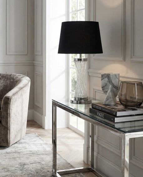 lampa nocna glamour czarno chromowana villanova lumina deco front