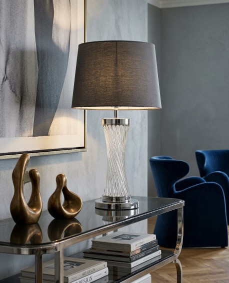 lampa nocna glamour czarno chromowana villanova lumina deco front