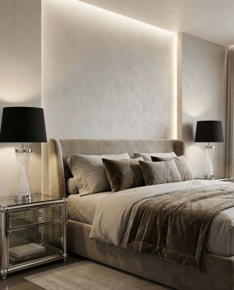 lampa nocna glamour czarno chromowana villanova lumina deco front