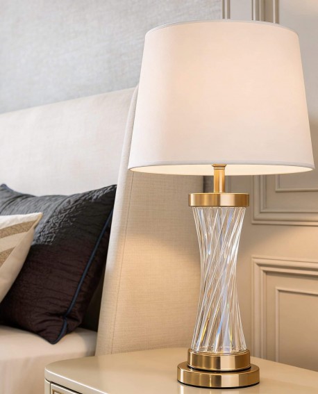 LAMPA STOŁOWA GLAMOUR BIAŁO-MOSIĘŻNA VILLANOVA LUMINA DECO
