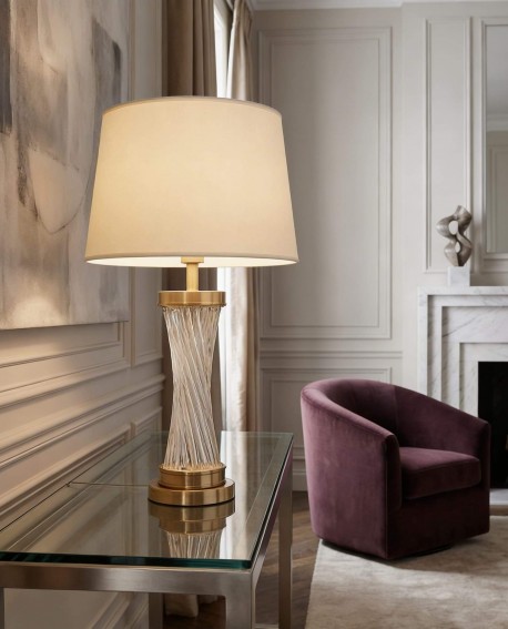 LAMPA STOŁOWA GLAMOUR BIAŁO-MOSIĘŻNA VILLANOVA LUMINA DECO