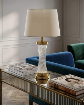 LAMPA STOŁOWA GLAMOUR BIAŁO-MOSIĘŻNA VILLANOVA LUMINA DECO