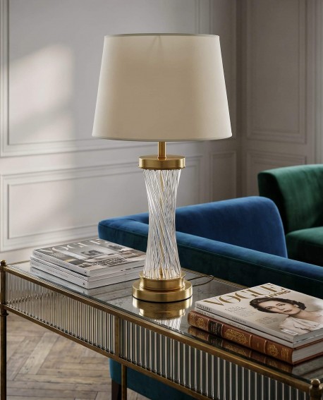LAMPA STOŁOWA GLAMOUR BIAŁO-MOSIĘŻNA VILLANOVA LUMINA DECO