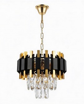 KLASYCZNY ŻYRANDOL KRYSZTAŁOWY CZARNO-ZŁOTY RIVO D25